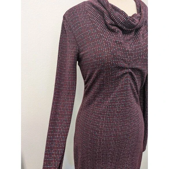 Carve Designs Maroon Colorful Geometric Cowl Neck Long Sleeve Dress sz XS - Picture 4 of 13